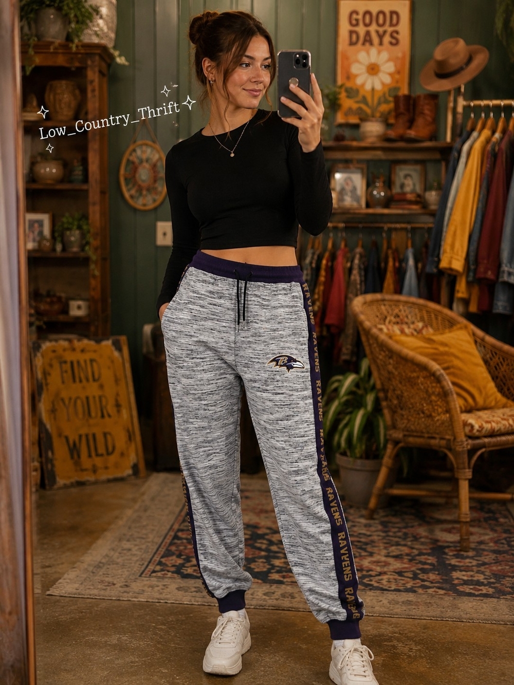 NFL Team Apparel Baltimore Ravens Jogger Sweatpants Gray Purple Women's L